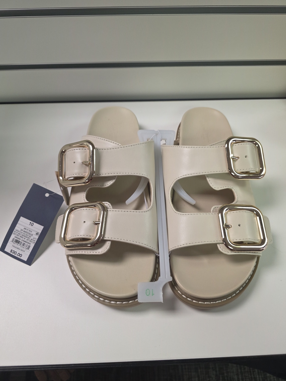 Target Women's Cream Double Buckle Slide Sandals - Size 10